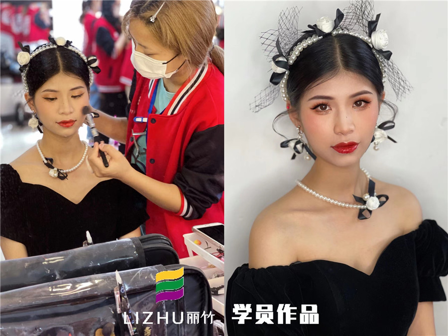 廣西美妝造型培訓(xùn)學(xué)校作品：輕復(fù)古造型、韓式披發(fā)新娘造型