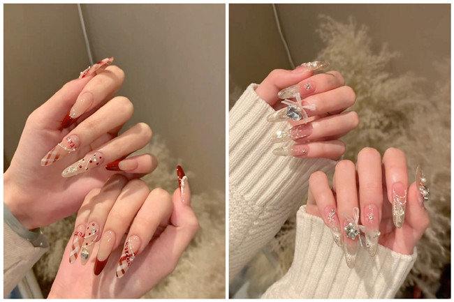 貼鉆長美甲，南寧美甲造型師學(xué)校收集整理