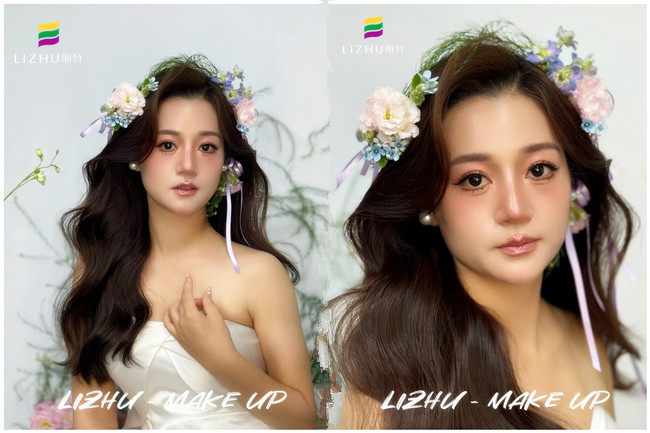 韓系鮮花新娘，廣西新娘化妝學(xué)校課堂作品