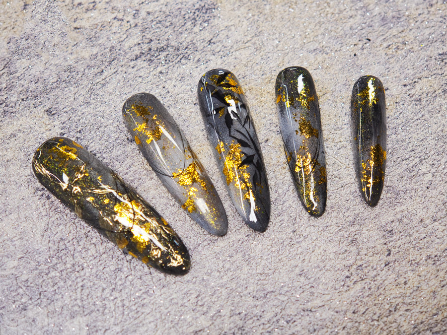 新中式竹林美甲，廣西美甲學(xué)校排名前十作品