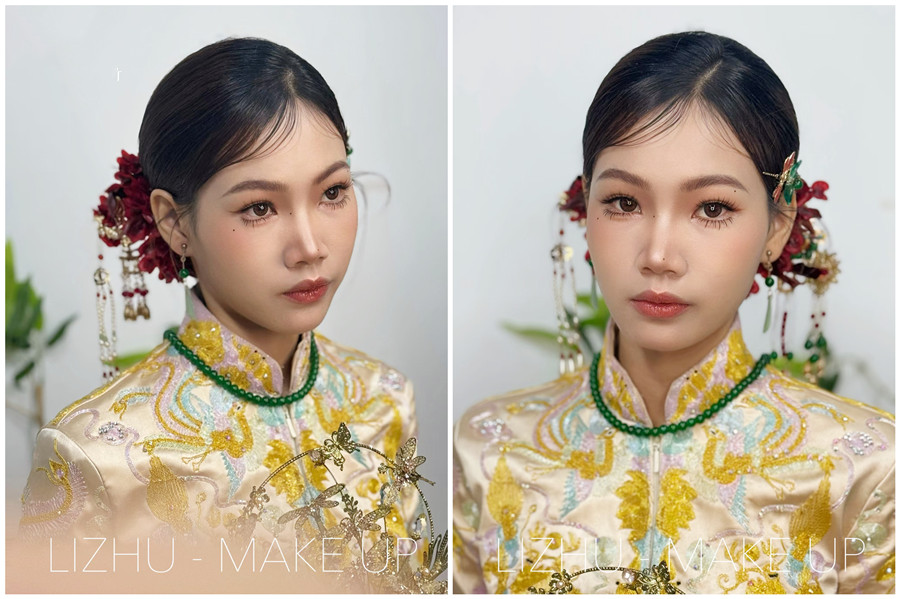 龍鳳褂新娘造型解析，廣西新娘化妝跟妝