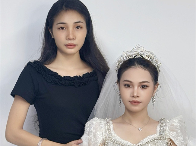婚禮新娘造型，南寧化妝高彩班學員作品